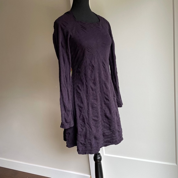Fit  and Flare Long sleeve Stretch Dress Purple - Picture 7 of 8